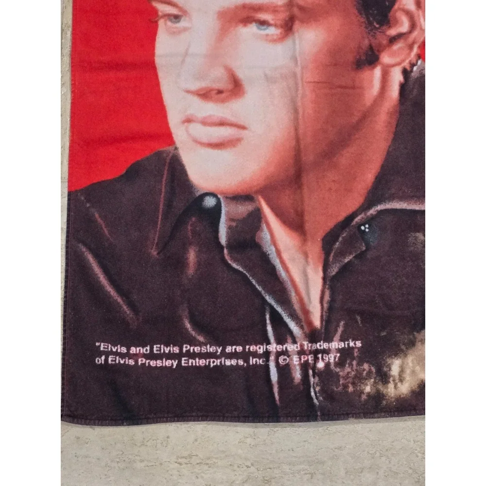 Vintage Elvis Presley Beach Towel Cotton Terry Cloth Signature 54x24 100% Cotton